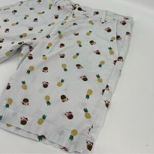 Bruno Milano Shorts | Pineapple Print | White Cotton | Men’s 34 | Resort Style